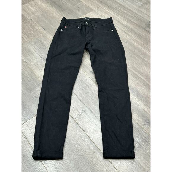 Hudson Denim - Hudson Women's Black Stretch Harkin Super Skinny Cuffed Jeans Size 25